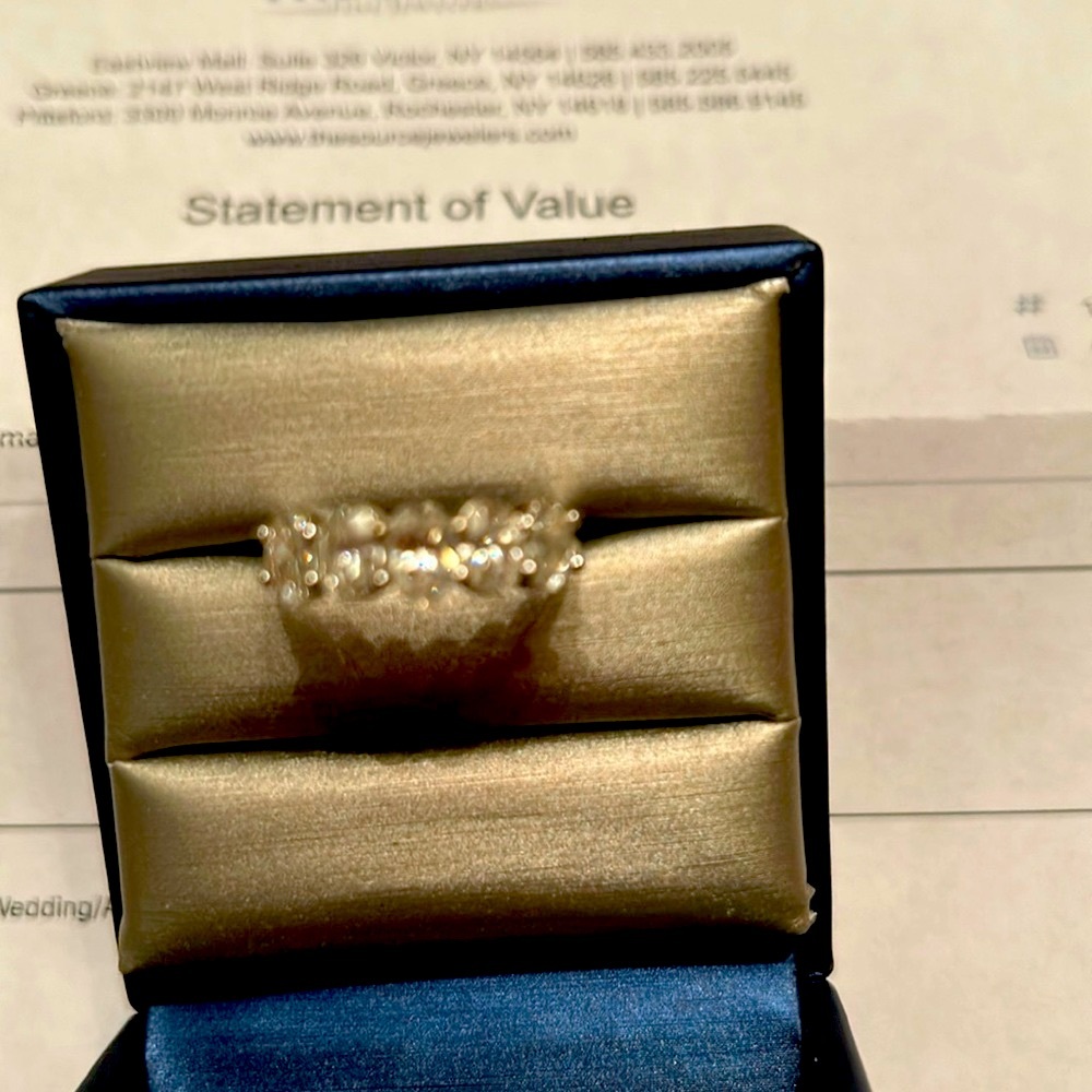 Diamond Anniversary Ring with 5 oval Lab Grown Diamonds total 2 Carats, size 7. - Picture 1 of 6